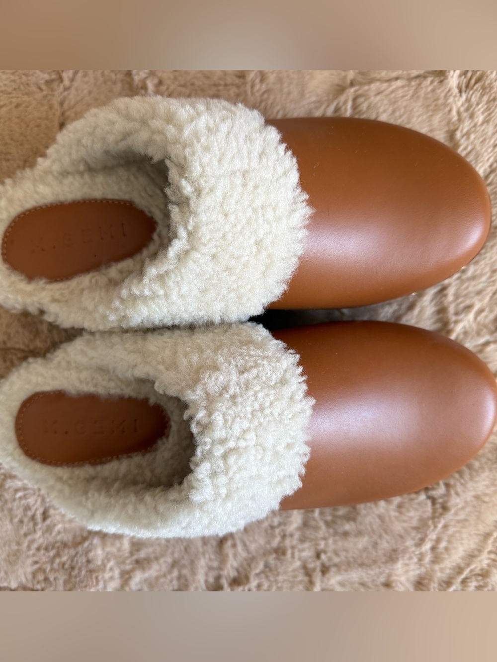 M. Gemi The Greta Shearling Calf Leather Clog Mule - Sz 38 NWB - Picture 2 of 9